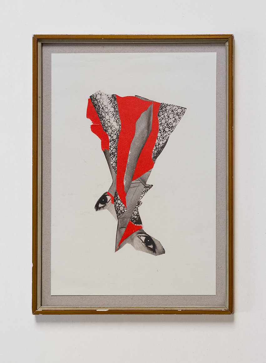 Frau, Strumpf und Rot - abstrakte und moderne Collage Kunst von Markus Wülbern